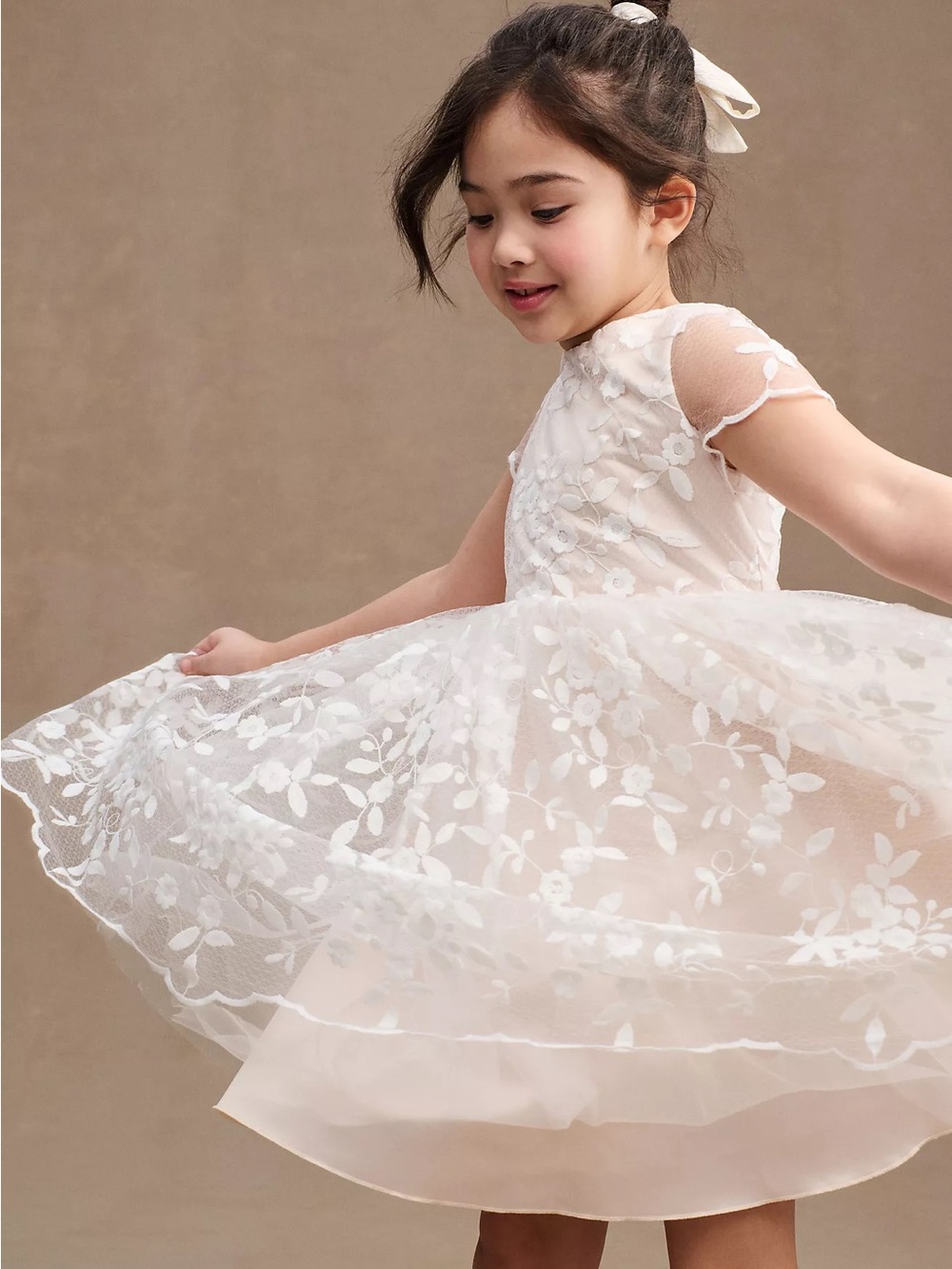 New🌟Anthropologie-Princess Daliana Lindi Lace Piping Crew-Neck Flower Girl Dress